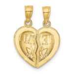14k Two-piece Break-Apart Diamond-cut TE AMO Heart Pendants - Image 3