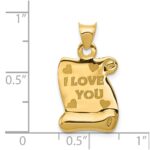 14k Polished and Textured I LOVE YOU Scroll Pendant - Image 4