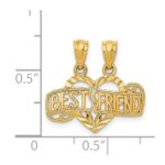 14k Diamond-cut 2-Piece Break-Apart BEST FRIEND Heart Pendant - Image 4