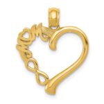 14k Polished MOM in Heart with Infinity Symbol Pendant