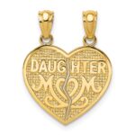 14k Satin and Polished DAUGHTER-MOM 2-Piece Break-Apart Heart Pendant