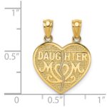 14k Satin and Polished DAUGHTER-MOM 2-Piece Break-Apart Heart Pendant - Image 4