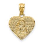 14k and White Rhodium Polished Guardian Angel in Heart Pendant - Image 3