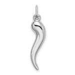 14k White Gold 3-D Italian Horn Charm - Image 3