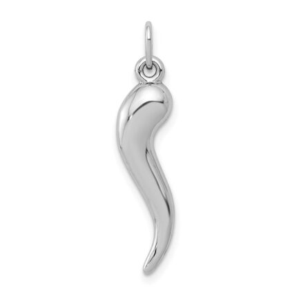14k White Gold 3-D Italian Horn Charm