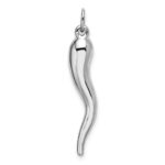 14k White Gold 3-D Italian Horn Charm - Image 3