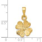 14k Polished and Textured Four Leaf Clover Pendant - Image 4