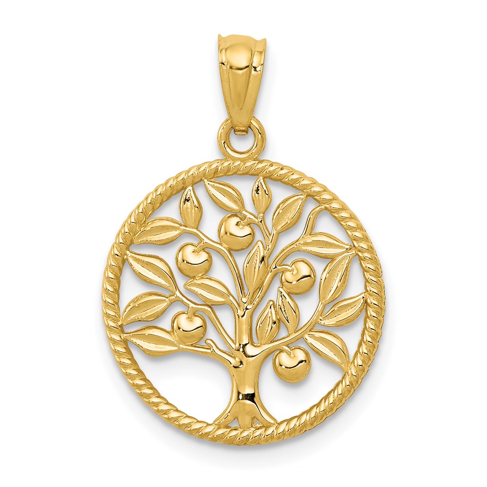 K5944.jpg 14k Polished Tree Of Life in Round Pendant - Image 1