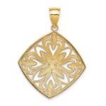 14k and White Rhodium Diamond-cut Polished Fancy Square Charm - Image 4