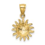 14k Satin Diamond-cut Sun Pendant - Image 3