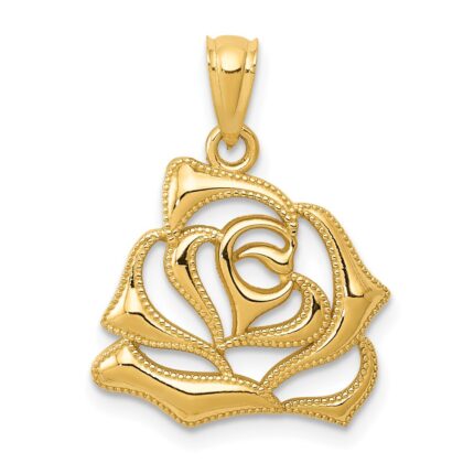 14k Polished Open Rose Pendant