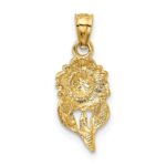 14k Satin Diamond-cut Sunflower Pendant - Image 3