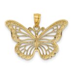14k and White Rhodium Diamond-cut Polished Cut-out Butterfly Pendant - Image 3