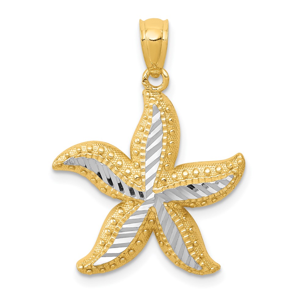K6065.jpg 14k with White Rhodium Diamond-cut Starfish Pendant - Image 1