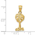 14k Polished Diamond-cut Palm Tree Pendant - Image 4