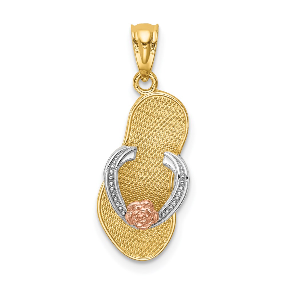 K6088.jpg 14K Yellow and Rose Gold with White Rhodium Sandal Pendant - Image 1