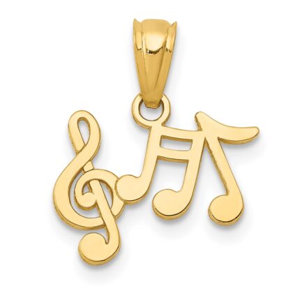 14k Polished Music Notes and Treble Clef Pendant