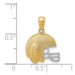 14K and White Rhodium Satin/Polished Football Helmet Pendant - Image 4