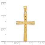 14k Reversible Satin/Diamond-cut Cross Pendant - Image 4
