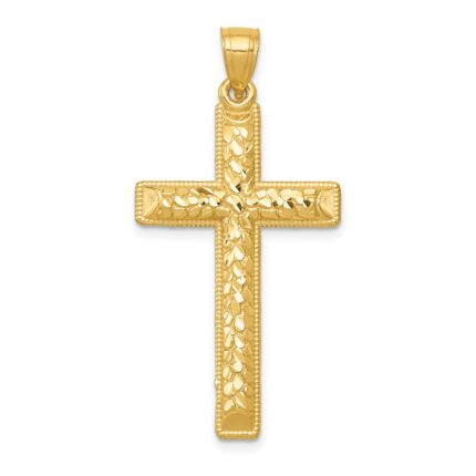 14k Diamond-cut Latin Cross Pendant