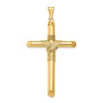 14K Polished with Center Wrap Tube Cross Pendant
