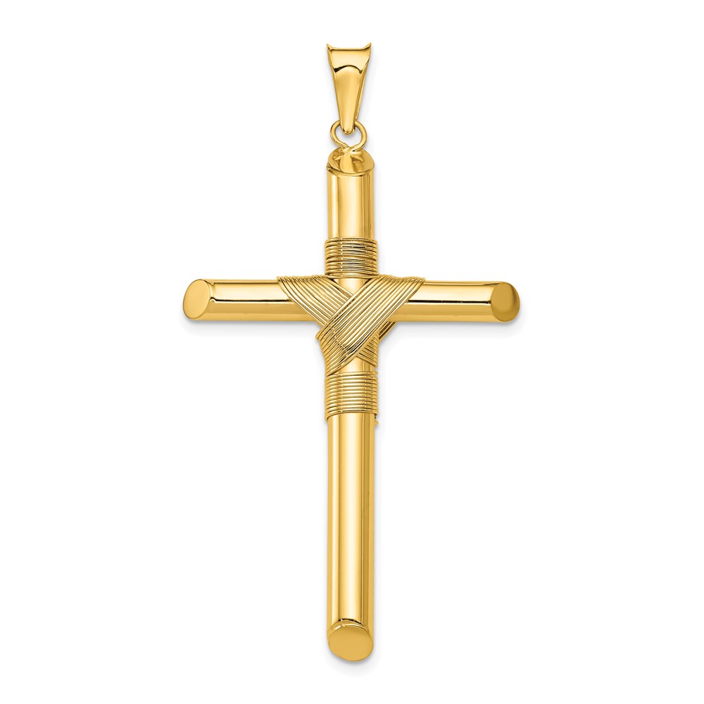 K6185.jpg 14K Polished with Center Wrap Tube Cross Pendant - Image 1