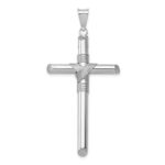 14K White Gold with Center Wrap Tube Cross Pendant