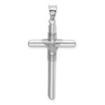 14K White Gold with Center Wrap Tube Cross Pendant - Image 3