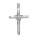 14K White Gold with Center Wrap Tube Cross Pendant