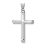 14k White Gold Polished Tube Cross Pendant