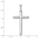 14k White Gold Polished Tube Cross Pendant - Image 4