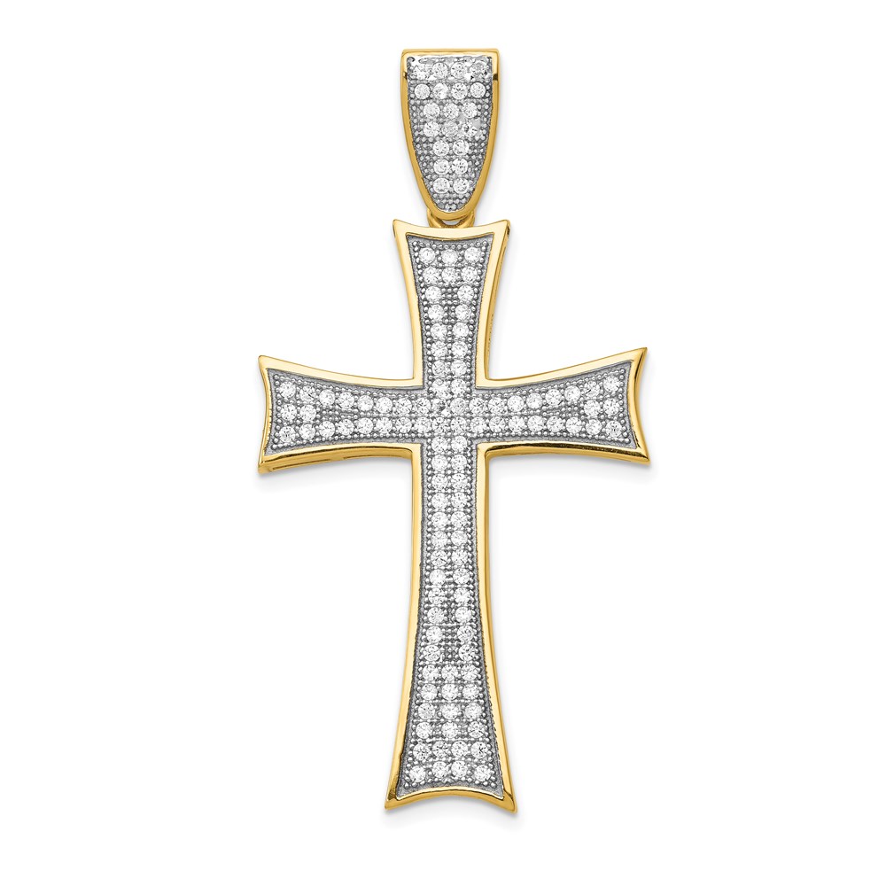 K6216.jpg 14k and White Rhodium Micro Pav‚ CZ Large Cross Pendant - Image 1