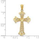 14k Diamond-cut Polished Filigree Hearts Cross Pendant - Image 3