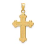 14K Satin and Polished Budded Cross Pendant