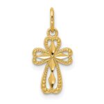 14k Diamond-cut Polished Small Cross Pendant