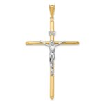 14k Two-Tone Polished INRI Crucifix Pendant