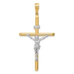 14k Two-Tone Polished INRI Crucifix Pendant