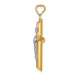 14k Two-Tone Polished INRI Crucifix Pendant - Image 2