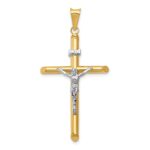 14k Two-Tone Polished INRI Crucifix Pendant