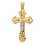 14k Two-tone Diamond-cut Passion Crucifix Pendant