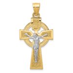 14k Two-tone Polished Celtic INRI Crucifix Pendant
