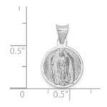 14k White Gold Polished Diamond-cut Semi-solid Our Lady Of Guadalupe Round Pendant - Image 3
