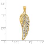 14K and White Rhodium Polished Two-Level Angel Wing Pendant - Image 3
