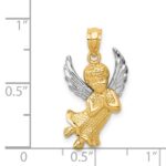 14k and White Rhodium Diamond-cut Praying Angel Pendant - Image 4