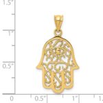 14k Polished Filigree Hamsa and Evil Eye Pendant - Image 3