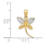 14k and White Rhodium Diamond-cut Polished Dragonfly Pendant - Image 4