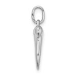 14k White Gold Hollow Italian Horn Pendant - Image 2