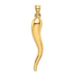 14k Hollow 3-D Italian Horn Pendant - Image 3