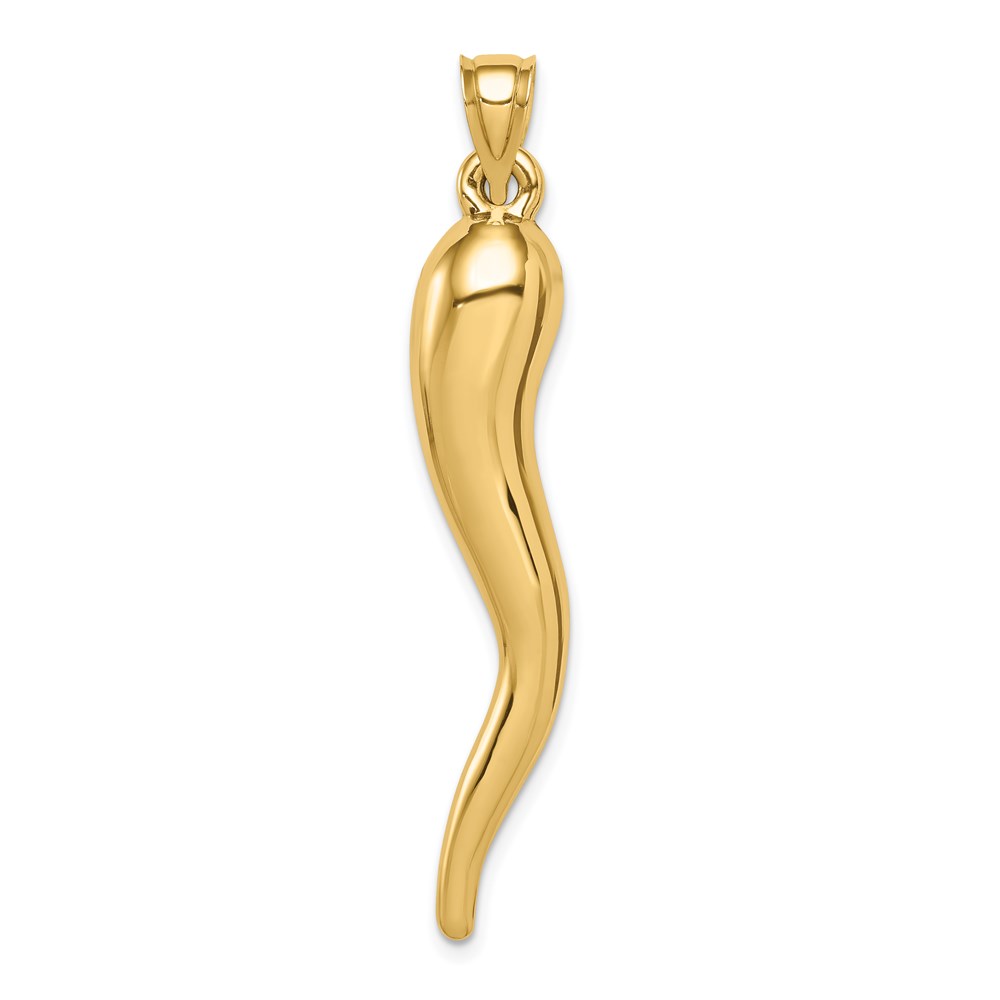 K6389.jpg 14k Hollow 3-D Italian Horn Pendant - Image 1