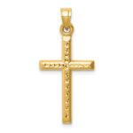 14k Hollow Diamond-cut Cross Pendant